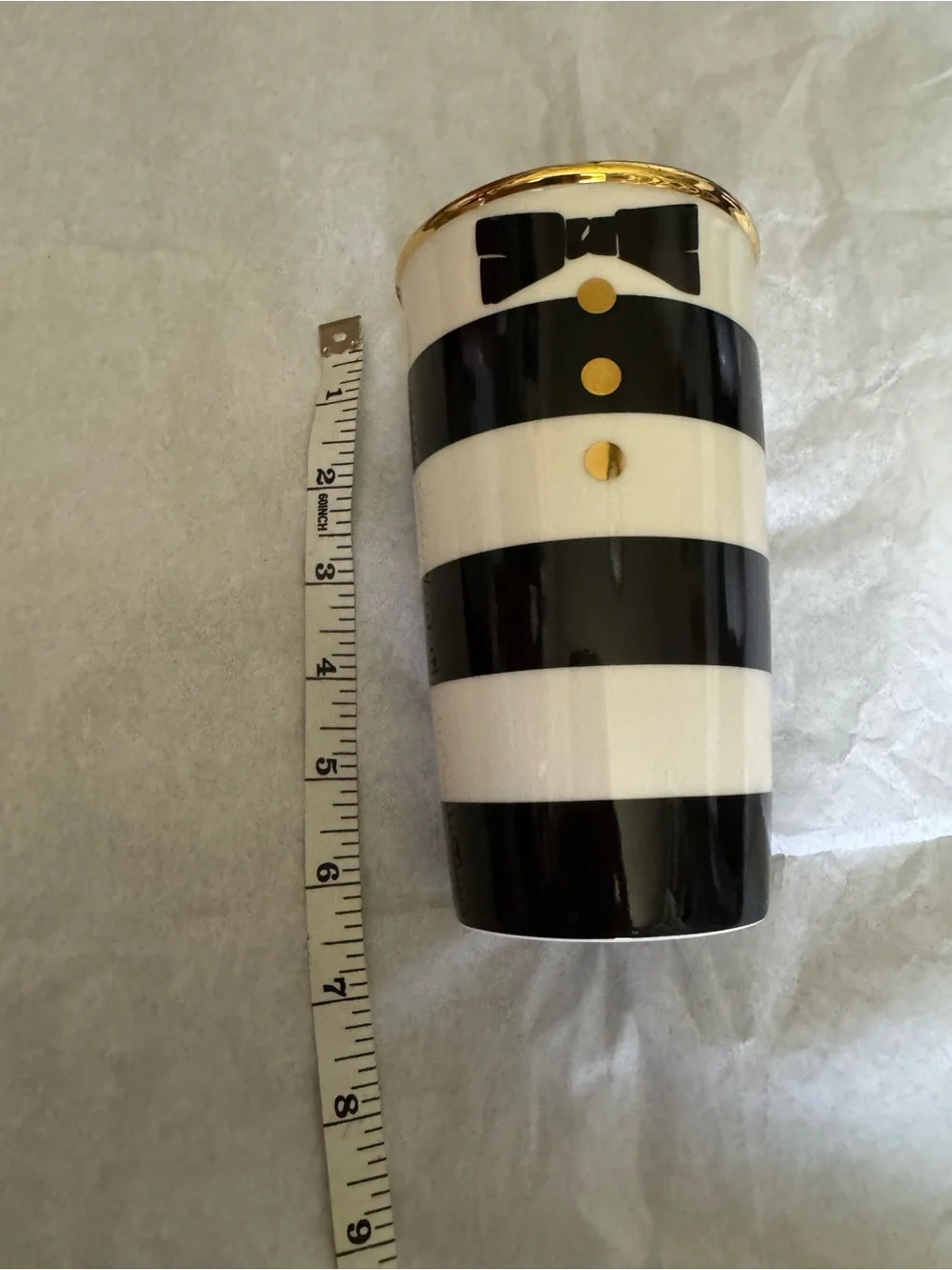 Rare Starbucks Alice + Olivia Black White Gold Bowtie Tumbler 12oz